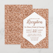 ローズゴールドのグリッターコンフェッティが輝く、豪華な結婚式の披露宴 招待状 (正面/裏面)