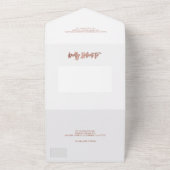 ローズゴールドのグリッターコンフェッティを使った白とシックなウェディング オールインワン招待状 (外側)