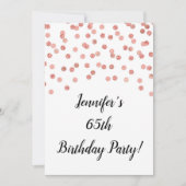 ローズゴールドのグリッターコンフェッティ 65年のお祝い 招待状 (正面)