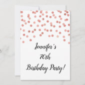 ローズゴールドのグリッターコンフェッティ 70年のお祝い 招待状 (正面)