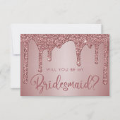 ローズゴールドのグリッター付き花嫁の提案カード 招待状 (正面)