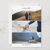 ローズゴールドのグリッター効果がおしゃれなスクリプト写真ウェディング セーブザデート (裏面)