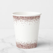 ローズゴールドのグリッター縁取り名前エンゲージメントパーティー 紙コップ (裏面)