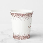 ローズゴールドのグリッター縁取り名前エンゲージメントパーティー 紙コップ (右)