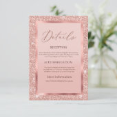 ローズゴールドのグリッター ウェディング ディテール カード (スタンド正面)