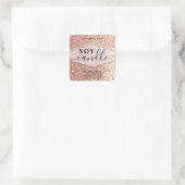 ローズゴールドのグリッター スクリプト ソイキャンドルラベル スクエアシール (バッグ)