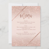 ローズゴールドのグリッター タイポグラフィー ブラッシュピンクのメニュー 招待状 (正面)