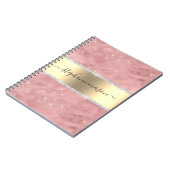 ローズゴールドのグリッター ダイヤモンド ゴールド モダン ノートブック (左側)