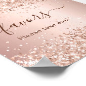 ローズゴールドのグリッター ダスト パーティー ファーバー サイン (角)