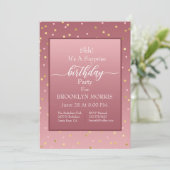 ローズゴールドのコンフェッティサプライズ誕生日パーティー 招待状 (スタンド正面)