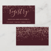 ローズゴールドのコンフェッティ バーガンディ シックな結婚式のレジストリー エンクロージャーカード (正面/裏面)