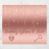 ローズゴールドのコンフェッティ ブライダルシャワー スパークリングワインラベル (シングルラベル)