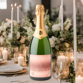 ローズゴールドのコンフェッティ ブライダルシャワー スパークリングワインラベル