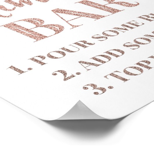 ローズゴールドのコンフェッティ ミモザ バー サイン 結婚式 (角)