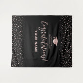 ローズゴールドのコンフェッティ | 卒業おめでとう タペストリー (正面(横))