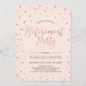 ローズゴールドのコンフェッティ | 現代的な退職パーティー 招待状 (正面/裏面)