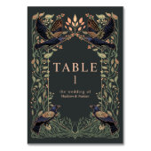 ローズゴールドのゴシック ラヴェン フラワー ウェディング テーブルナンバー (裏面)