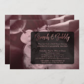 ローズゴールドのシャンパンブランシュ＆バブルリー ハンドライティング 招待状 (正面/裏面)