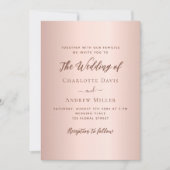 ローズゴールドのシンプルでエレガントなウェディング 招待状 (正面)