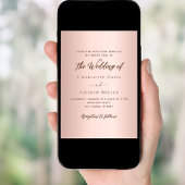 ローズゴールドのシンプルでエレガントなウェディング 招待状