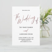 ローズゴールドのシンプルな手書き風ウェディング 招待状 (スタンド正面)