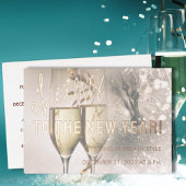ローズゴールドのスクリプトによる新年のお祝いの招待状 箔シーズンカード