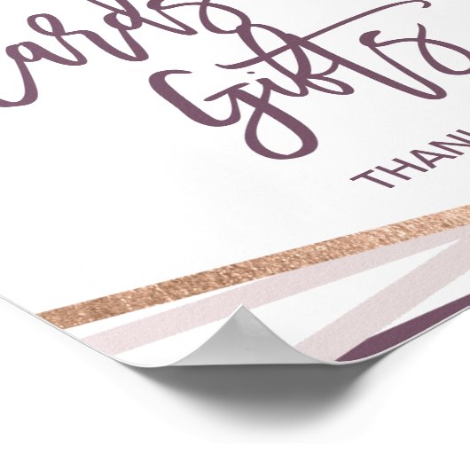 ローズゴールドのストリーマーカードとギフトの看板 ポスター (角)