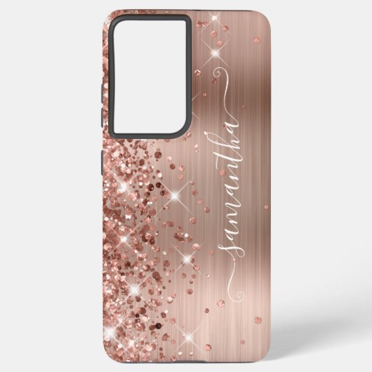 ローズゴールドのスパンコール付きホイルのフェミニンなサイン SAMSUNG GALAXYケース (裏面)