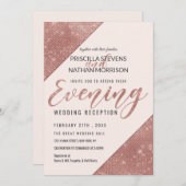 ローズゴールドのスパークリンググリッター シーケンイブニング 招待状 (正面/裏面)