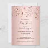 ローズゴールドのスパークリングスター ストークガール ベビーシャワー 招待状 (裏面)