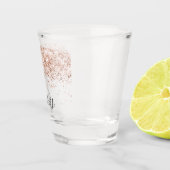 ローズゴールドのスパークル名スクリプト・エレガント ショットグラス (右)