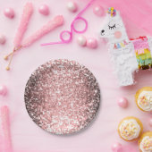 ローズゴールドのスパークル ライト ガールズ グリッタリー スパークリー ペーパープレート (パーティー)