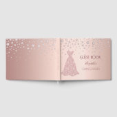 ローズゴールドのダイヤモンドとピンクのドレスのキンセアニエラ ゲストブック (全面)