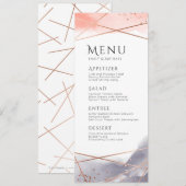 ローズゴールドのダウンワークペイントの幾何学的なウェディングメニュー メニュー (正面/裏面)