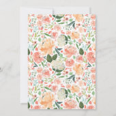 ローズゴールドのティアラとフラッシュピンクの花のキンバネラ 招待状 (裏面)