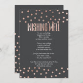 ローズゴールドのドット模様 チャコールブラック ウィッシングウェル 招待状 (正面/裏面)