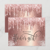 ローズゴールドのドリップと共に、あなたは私のフラワーガールになってくれる？ 招待状 (正面/裏面)