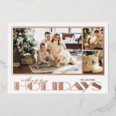 ローズゴールドのハッピーホリデー マルチフォト 箔シーズンカード (正面)