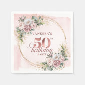 ローズゴールドのバラの花の50歳の誕生日  スタンダードカクテルナプキン (正面)