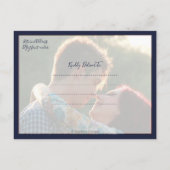 ローズゴールドのパイナップル+DIY背景 ネイビーブルー 案内ポストカード (裏面)