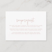 ローズゴールドのファンシーなスクリプト結婚式のレシピリクエストカード エンクロージャーカード (正面)