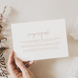 ローズゴールドのファンシーなスクリプト結婚式のレシピ依頼カード エンクロージャーカード