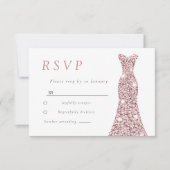 ローズゴールドのフラッシュドレス　ブライダル・誕生日 出欠カード (正面)