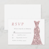 ローズゴールドのフラッシュドレス　ブライダル・誕生日 出欠カード (正面/裏面)