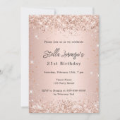 ローズゴールドのフラッシュピンクラグジュアリー誕生日 招待状 (正面)