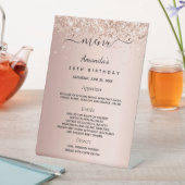 ローズゴールドのフラッシュ バースデー パーティー ディナー メニュー 台座サイン (インサイチュ)