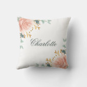 ローズゴールドのフラワースクリプト名 クッション (裏面)