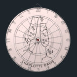 ローズゴールドのフルートとグラスで乾杯 ネームパーティー ダーツボード<br><div class="desc">ローズゴールドの背景。名前をカスタマイズして追加。 フルートとグラスのペアで装飾。</div>