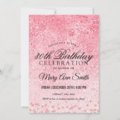ローズゴールドのブッシュグリッターグリッター30歳の誕生日 招待状 (正面)