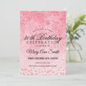 ローズゴールドのブッシュグリッターグリッター30歳の誕生日 招待状 (スタンド正面)